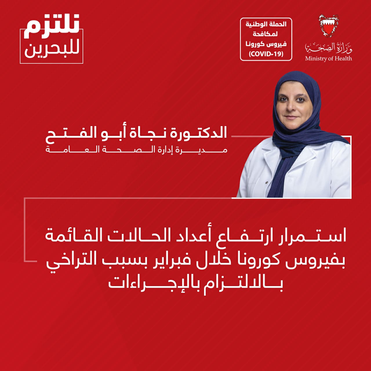 الدكتورة نجاة أبو الفتح: استمرار ارتفاع أعداد الحالات القائمة بفيروس كورونا خلال فبراير بسبب التراخي بالالتزام بالإجراءات