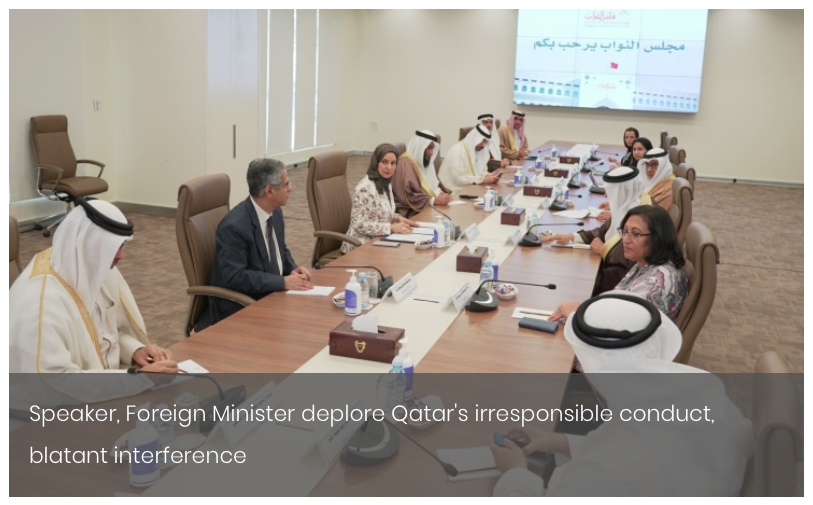 Speaker, Foreign Minister deplore Qatar's irresponsible conduct, blatant interference