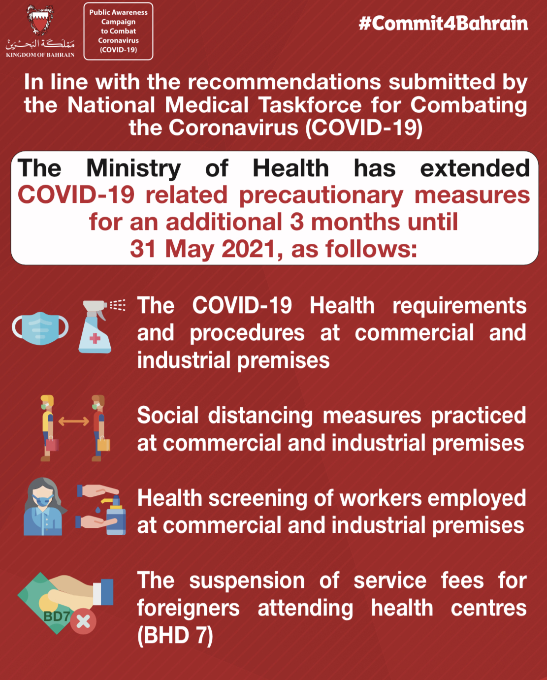 The Ministry of Health extends COVID-19 related precautionary measures