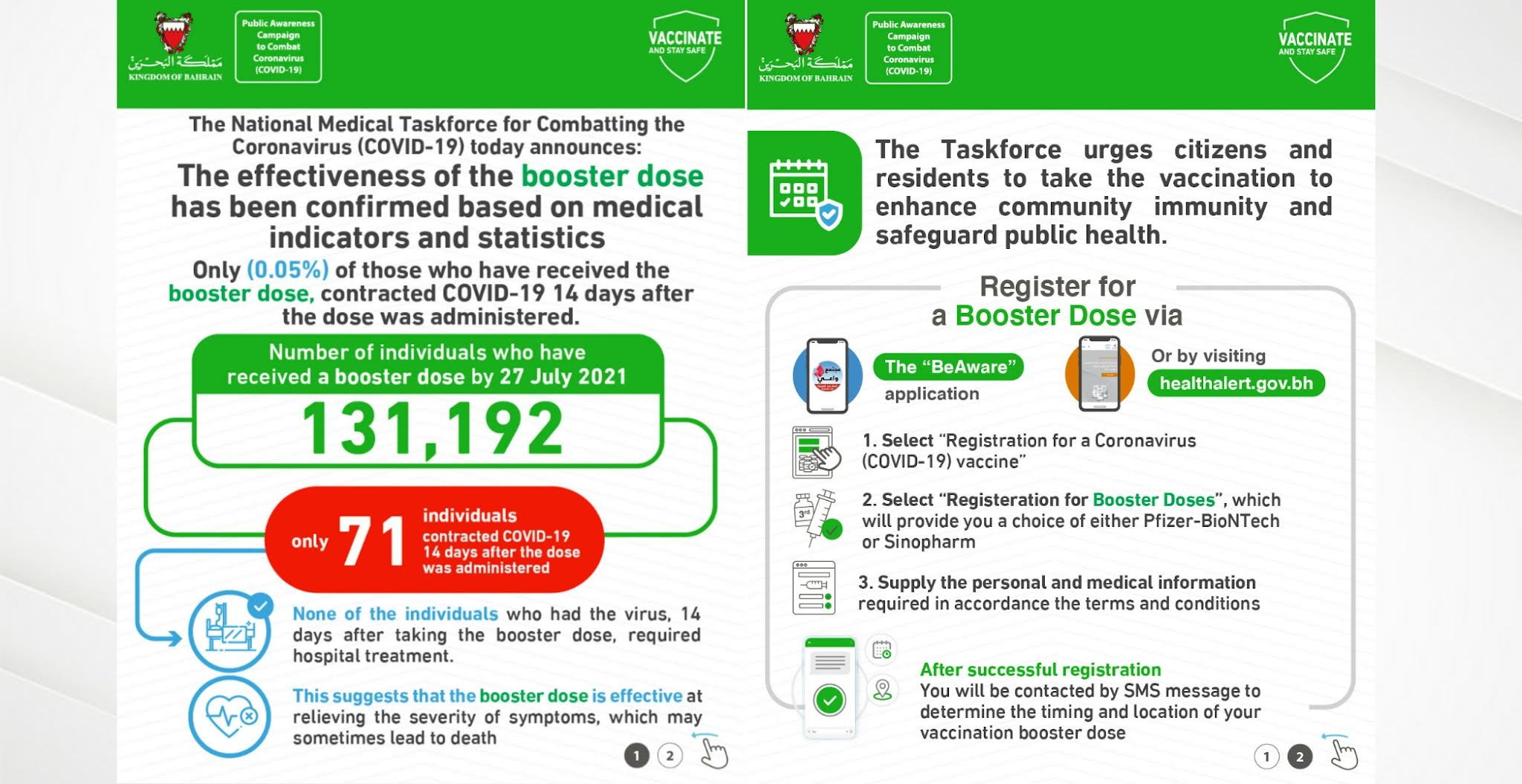 The National Medical Taskforce highlight the effectiveness of the booster dose