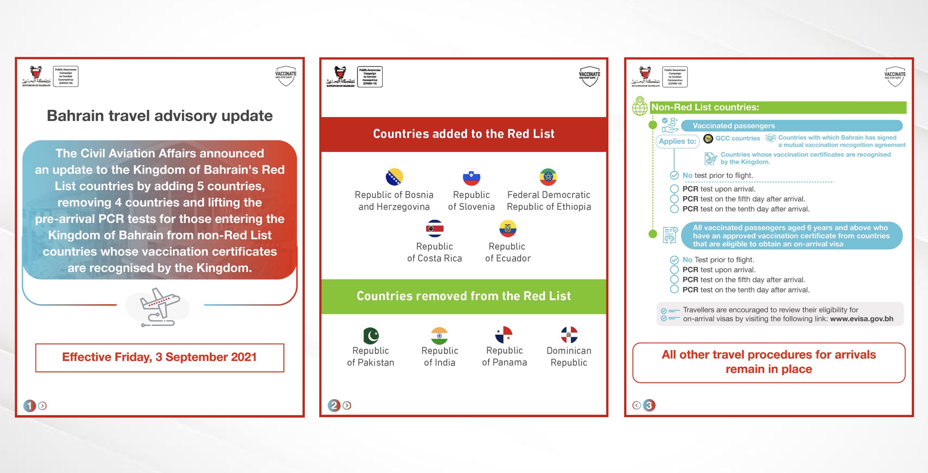 Bahrain travel advisory update