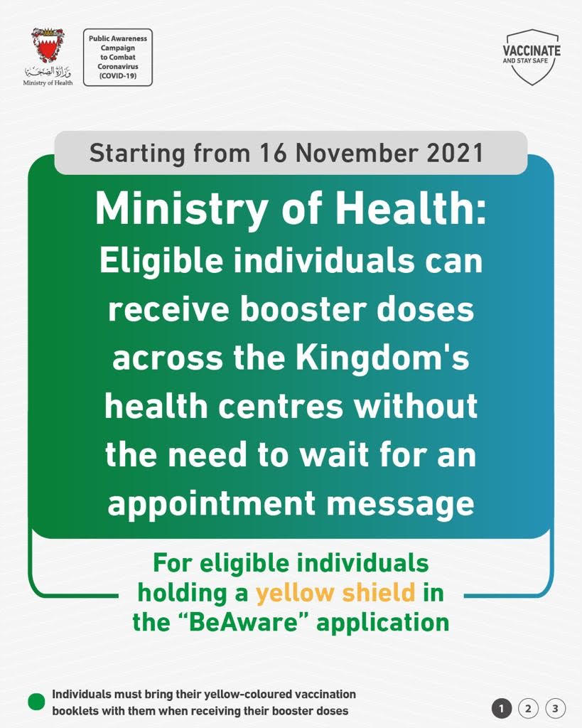 Eligible individuals can receive booster doses across the Kingdom's health centres
