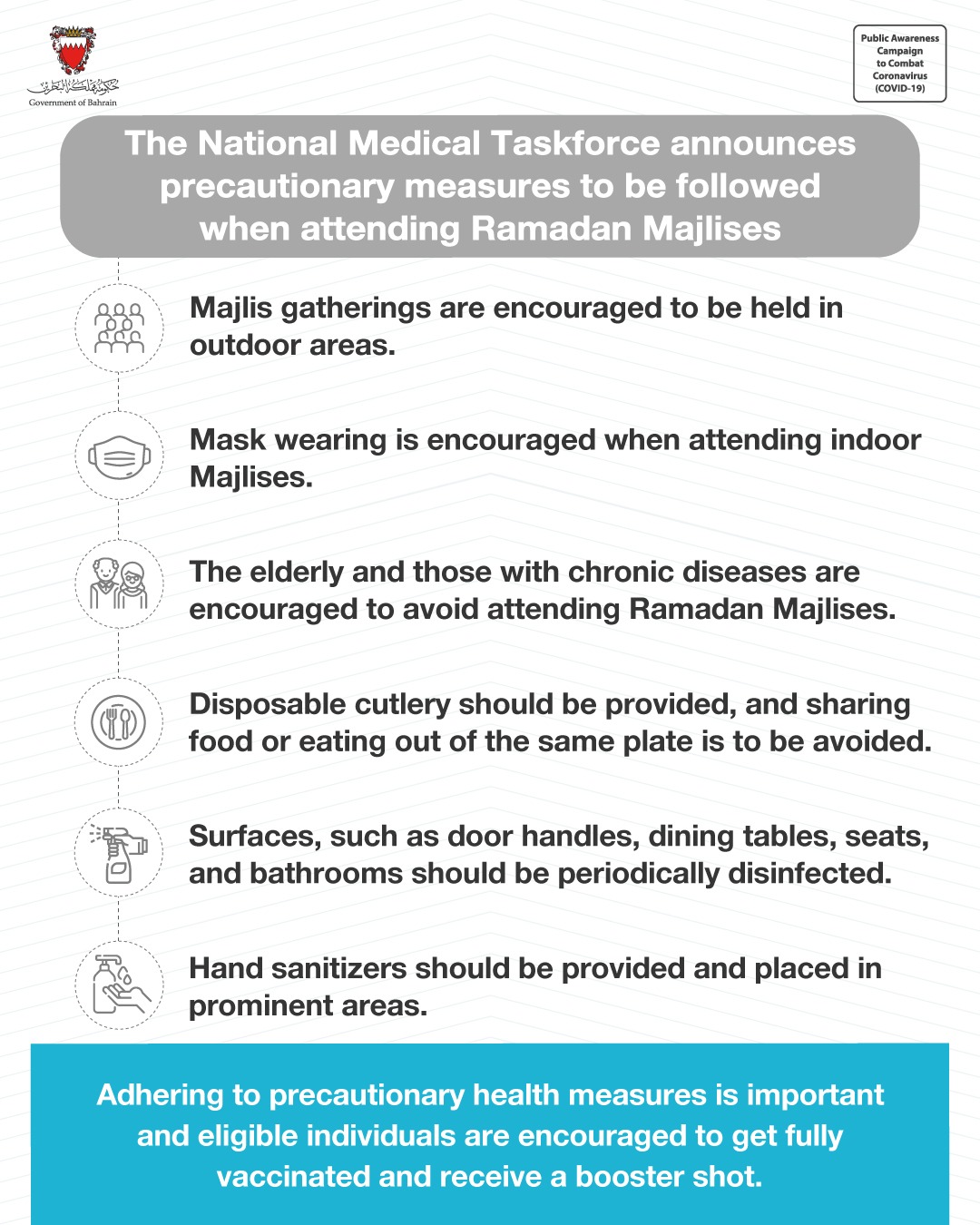 The National Medical Taskforce announces precautionary measures to be followed at Ramadan Majlises